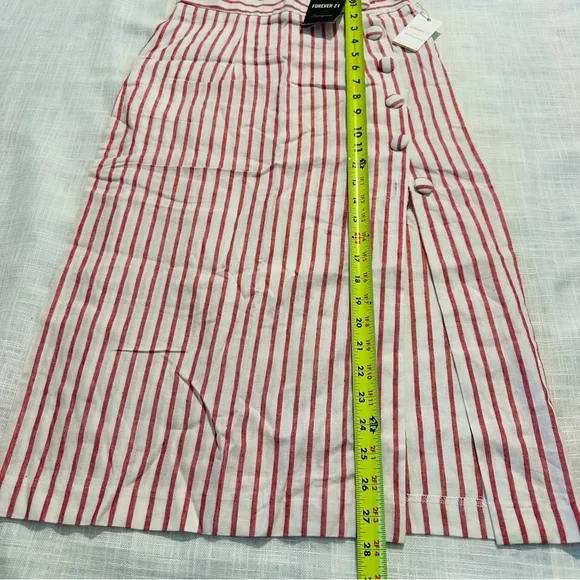 NEW Forever 21 F21 Women linen stripe crop top L & matching button down - Picture 9 of 16